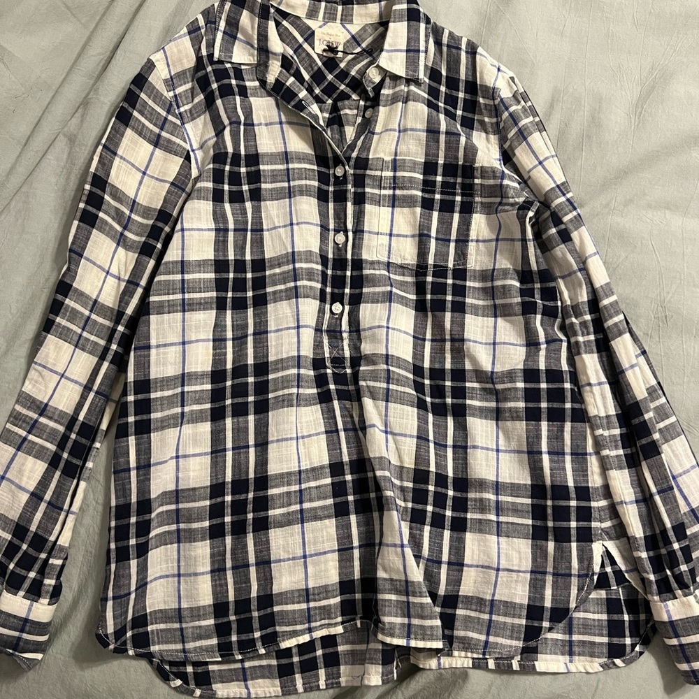 J crew quarter button up plaid